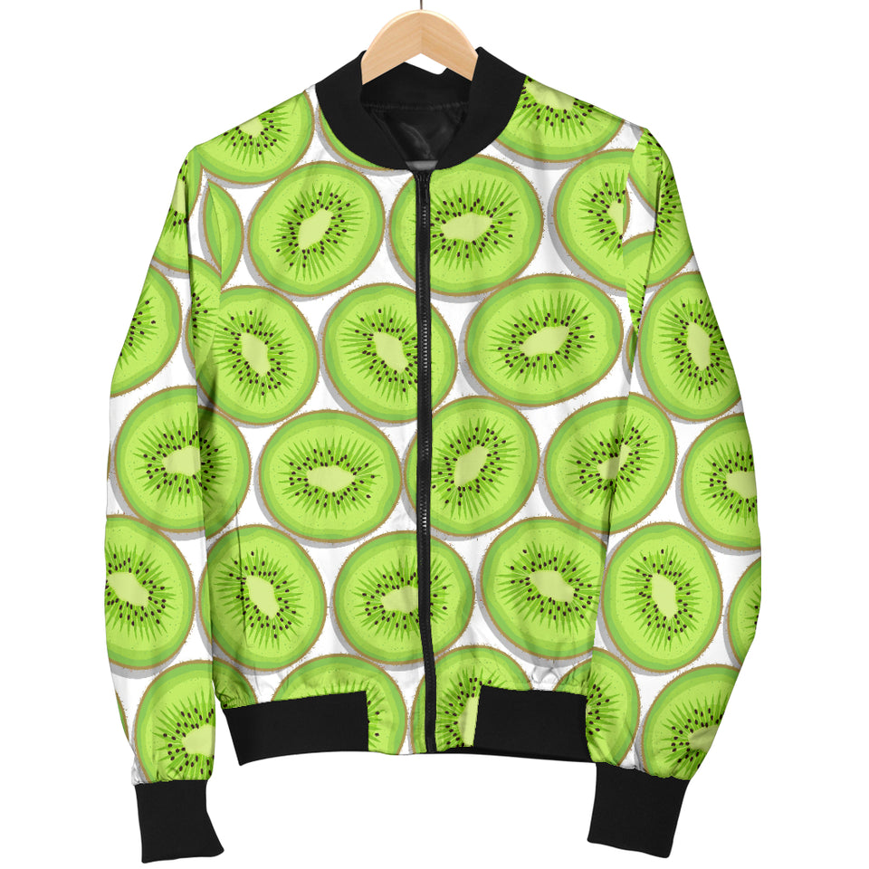 Sliced Kiwi Pattern Background Men Bomber Jacket