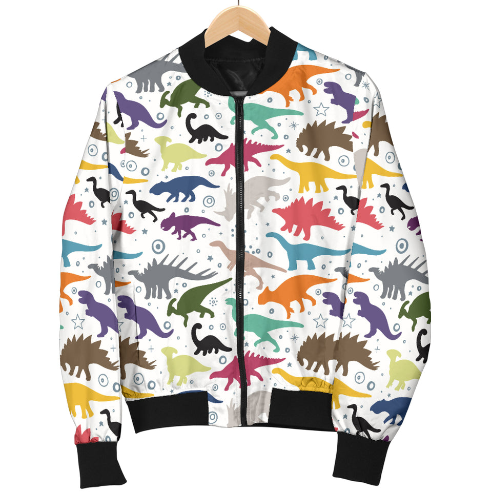 Colorful Dinosaur Pattern Women Bomber Jacket