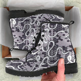 Snake Gray Pattern Leather Boots