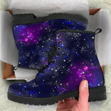 Space Galaxy Pattern Leather Boots