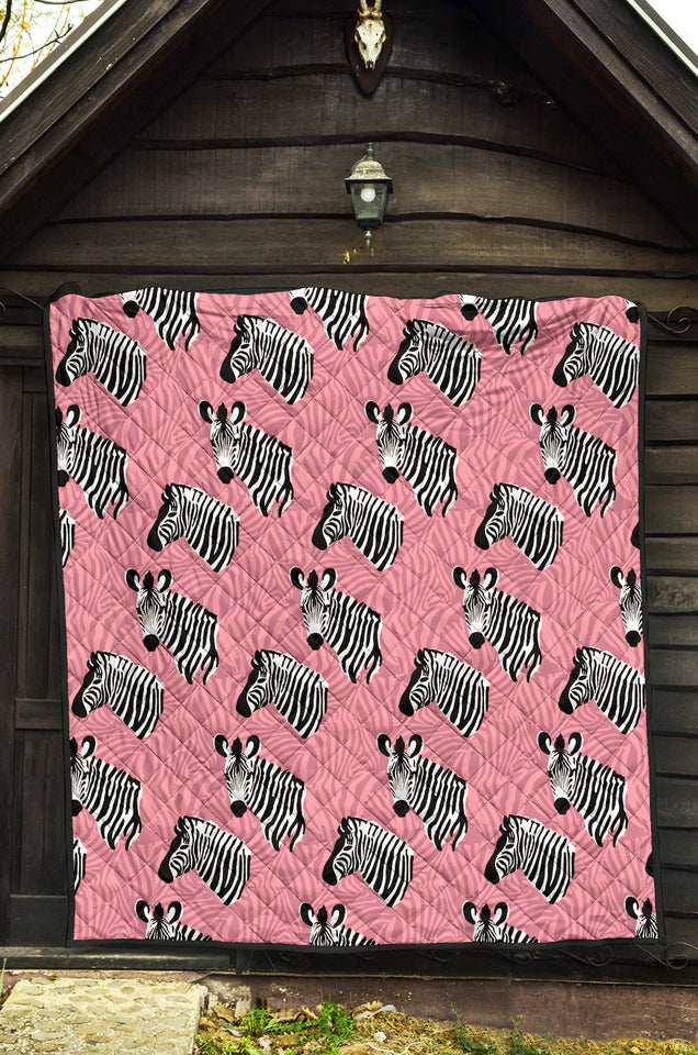 Zebra Head Pattern Premium Quilt