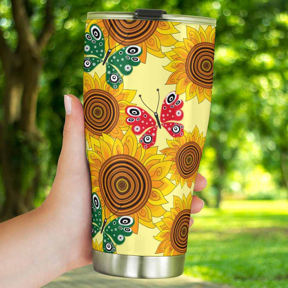 Sunflower Butterfly Pattern Tumbler