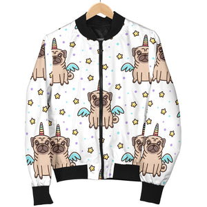 Unicorn Pug Pattern Men Bomber Jacket