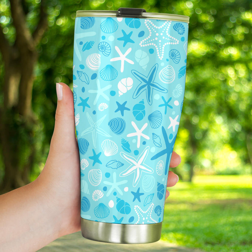 Starfish Shell Blue Theme Pattern Tumbler