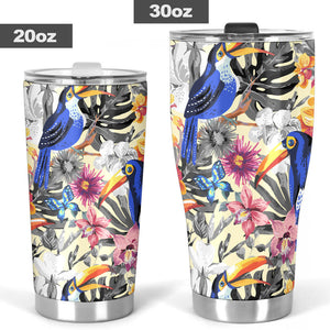 Toucan Leaves Flower Pattern Tumbler