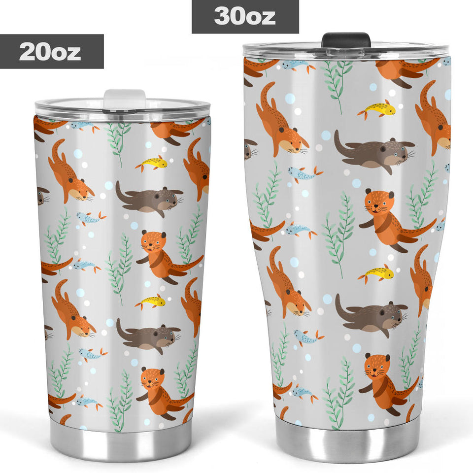 Swimming Fish Otter Pattern Tumbler