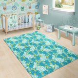 Rabbit Flower Theme Pattern Area Rug