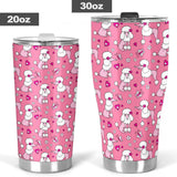 Poodle Pink Heart Pattern Tumbler