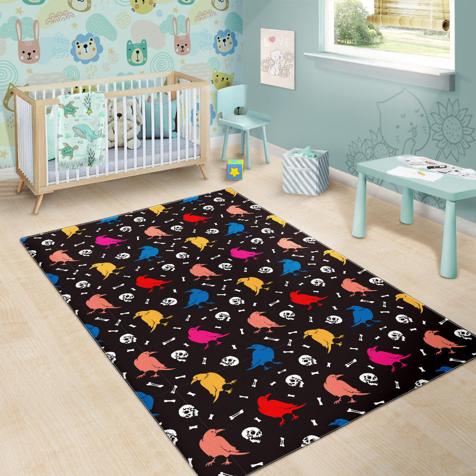 Colorful Crow Pattern Area Rug