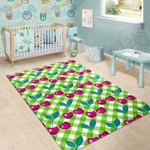 Cherry Pattern Green Background Area Rug