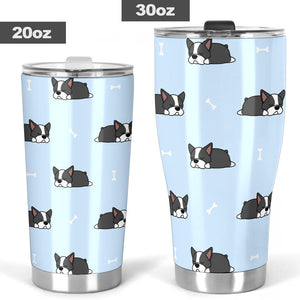 Sleep Boston Terrier Bone Pattern Tumbler