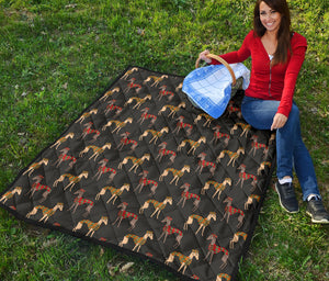 Greyhound Pattern Print Design 01 Premium Quilt
