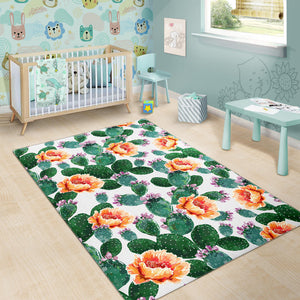 Cactus and Flower Pattern Area Rug