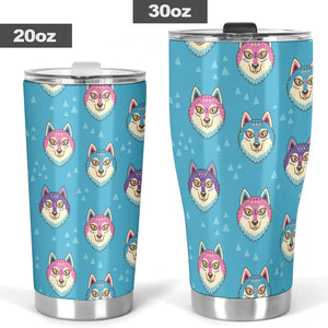 Siberian Husky Head Pattern Tumbler