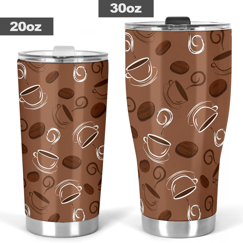 Coffee Cup and Coffe Bean Pattern Tumbler