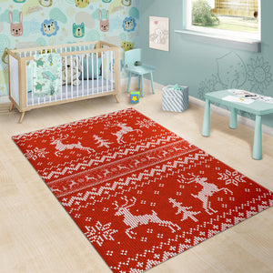 Deer Sweater Printed Red Pattern Area Rug