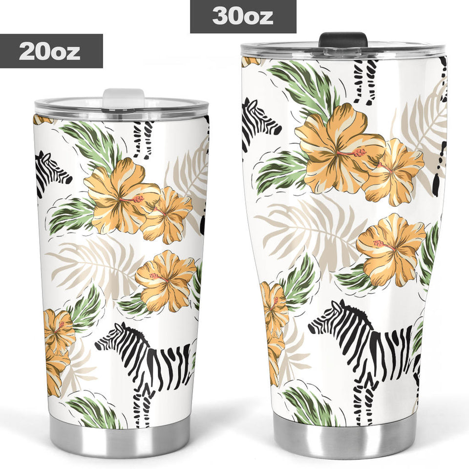 Zebra Hibiscus Pattern Tumbler