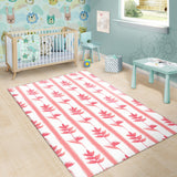 Heliconia Pink White Pattern Area Rug