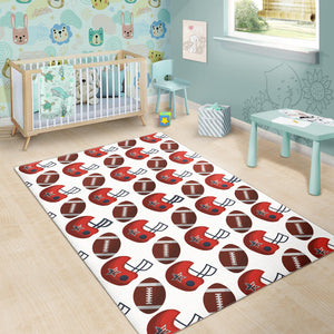 American Football Ball Red Helmet Pattern Area Rug