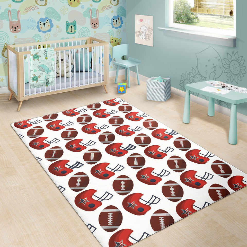 American Football Ball Red Helmet Pattern Area Rug
