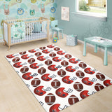 American Football Ball Red Helmet Pattern Area Rug