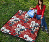 Red Theme Japanese Pattern Premium Quilt