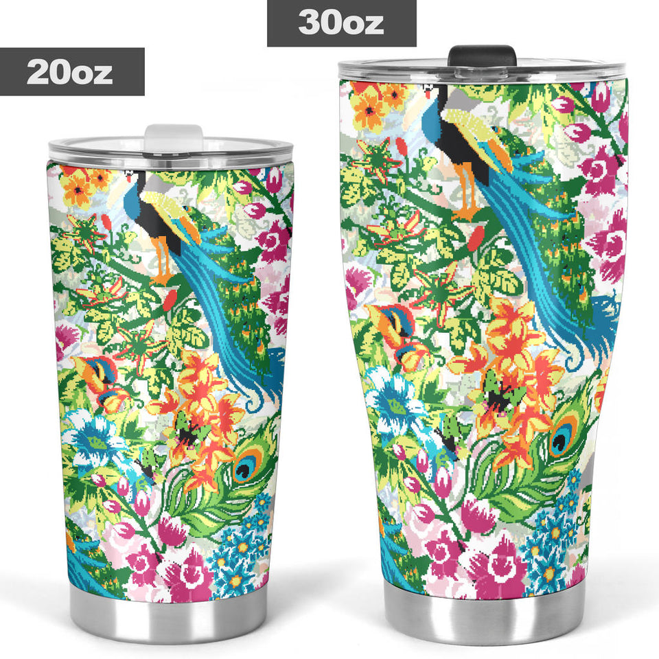 Colorful Peacock Pattern Tumbler