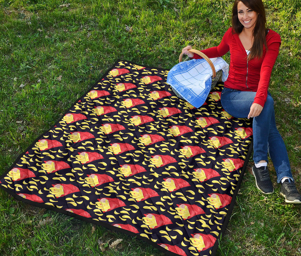 Potato Chips Pattern Print Design 05 Premium Quilt