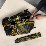 Gold Fan Flower Japanese Pattern Umbrella
