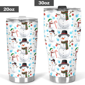 Snowman Pattern Background Tumbler