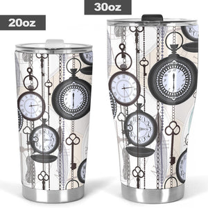 Vintage Clock Pattern Tumbler