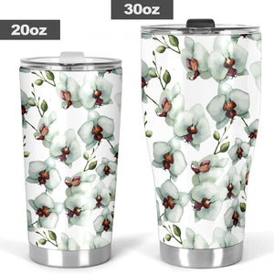 White Orchid Pattern Tumbler