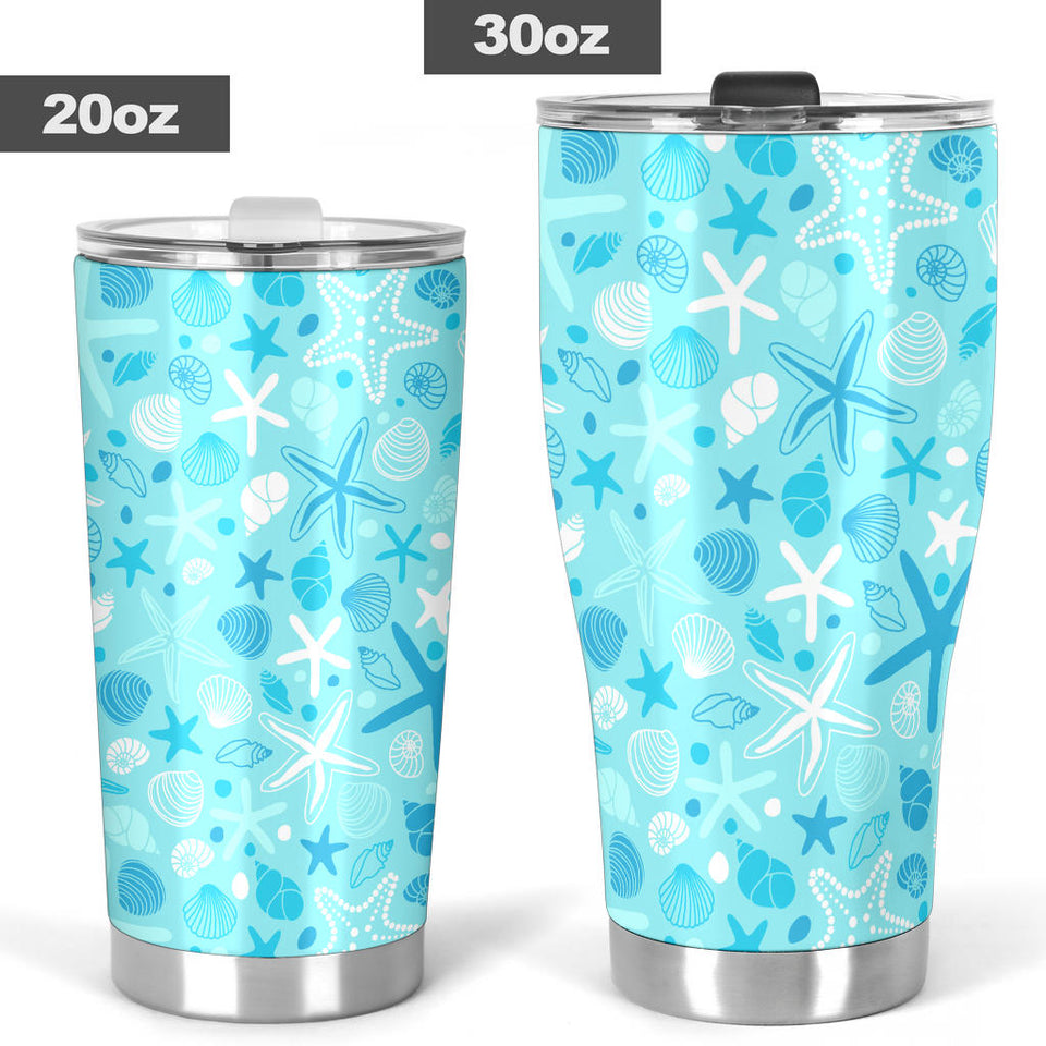 Starfish Shell Blue Theme Pattern Tumbler