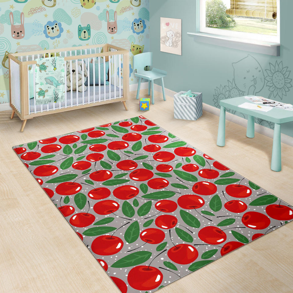 Cherry Leaves Pattern Area Rug