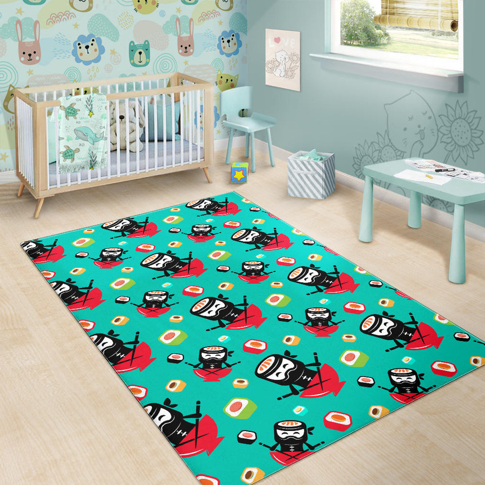 Ninja Sushi Pattern Area Rug