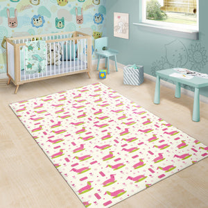Pink Dachshund Pattern Area Rug