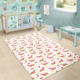 Pink Dachshund Pattern Area Rug