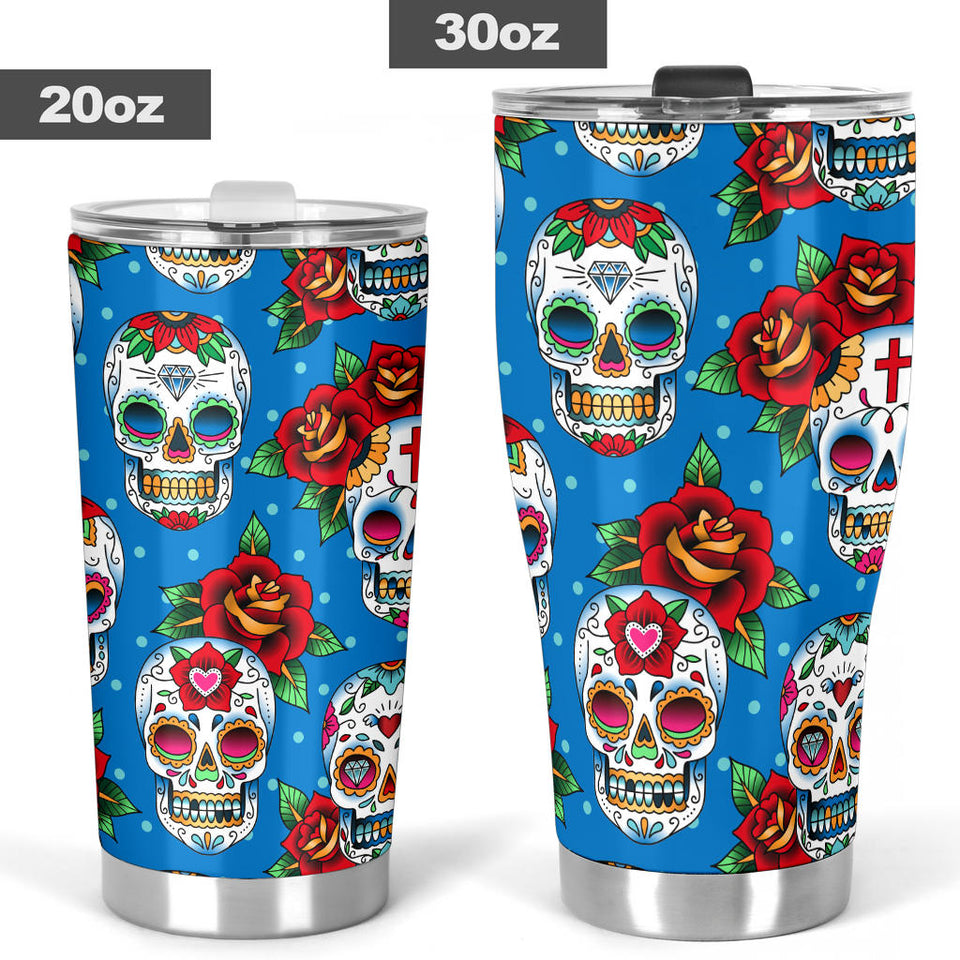 Suger Skull Rose Pattern Tumbler