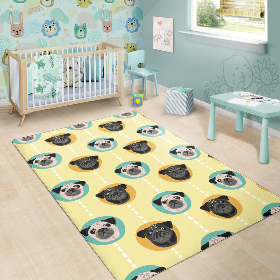 Pug Head Pattern Area Rug