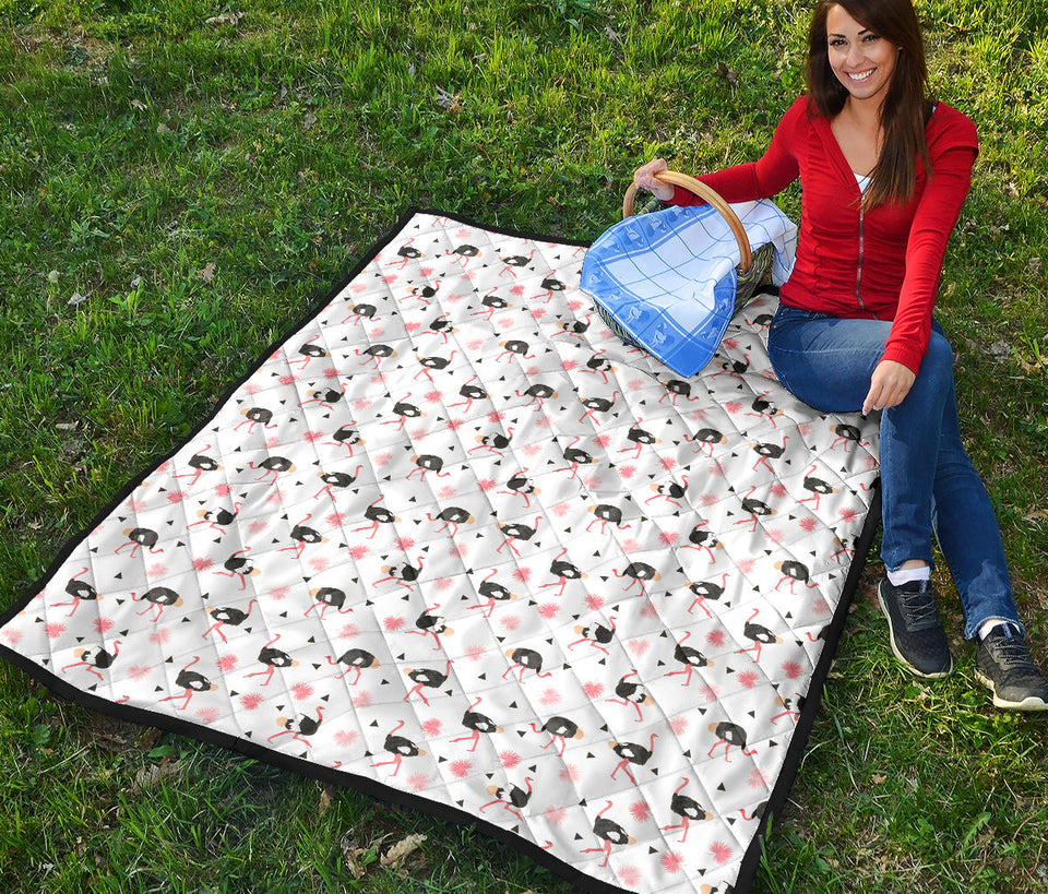 Ostrich Pattern Print Design 03 Premium Quilt