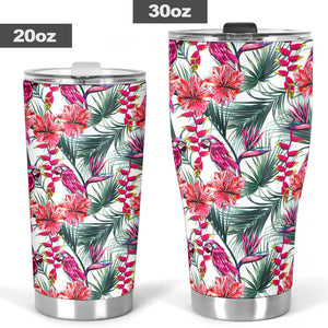 Pink Parrot Heliconia Pattern Tumbler