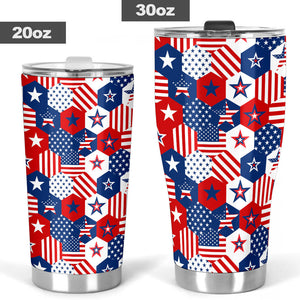 USA Star Hexagon Pattern Tumbler