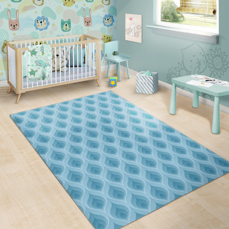 Blue Flame Fire Pattern Area Rug