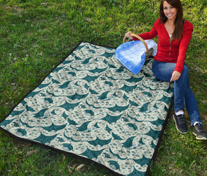 Stingray Pattern Print Design 01 Premium Quilt