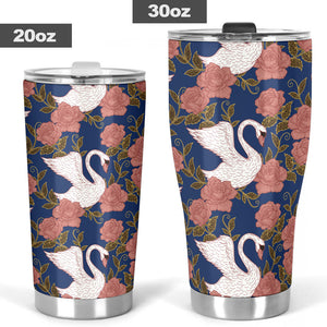 Swan Rose Pattern Tumbler