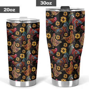 Rooster Chicken Flower Pattern Tumbler