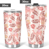 Pink Camel Leaves Pattern Tumbler