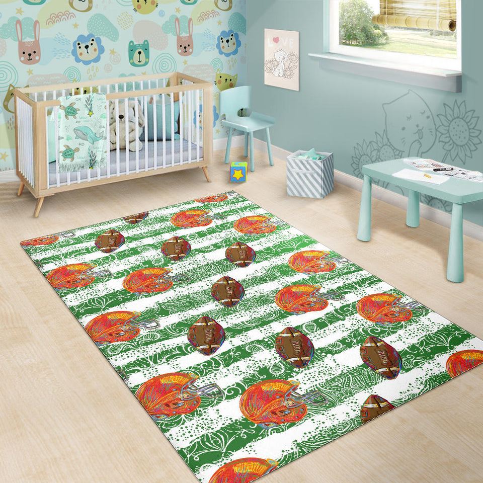 American Football Ball Helmet Pattern Area Rug