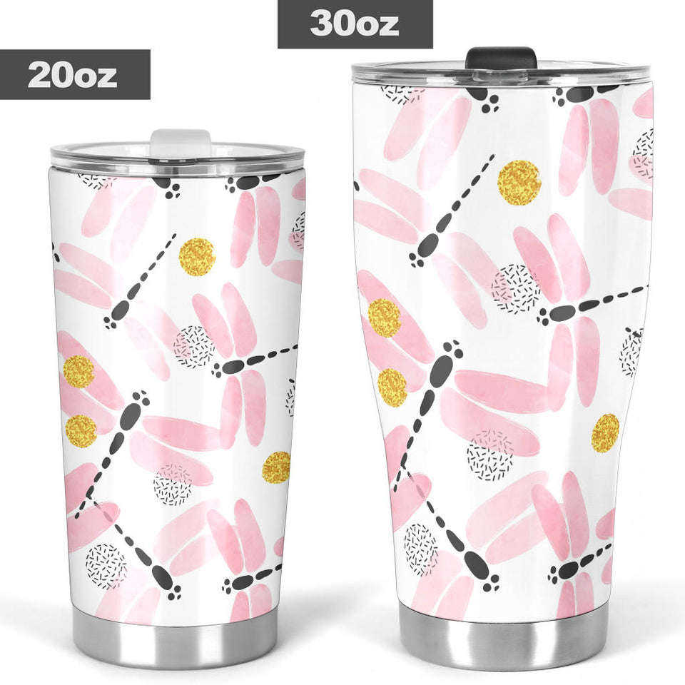 Pink Dragonfly Pattern Tumbler