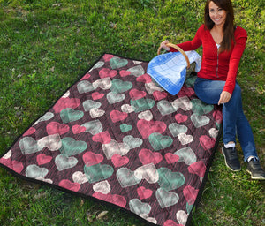 Decorative Heart Pattern Premium Quilt